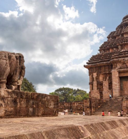 Big stone elephant statue at the Konark Sun Temple, Odisha, India, Asia
