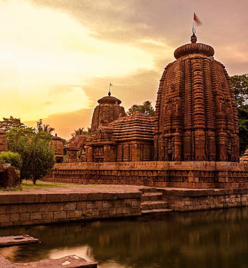 Ancient Indian stone Temple named Mukteswar temple in Bhubaneswar, India built centuries ago.